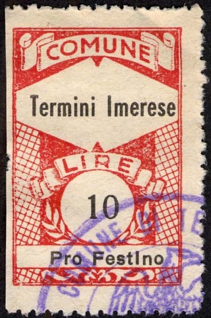 Marca da Bollo del Comune di TERMINI IMERESE su Carta Bianca Sottile di dimensioni 22 x 30 mm