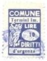 Marca da Bollo del Comune di TERMINI IMERESE su Carta Bianca Sottile di dimensioni 10,5 x 22 mm