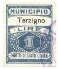 Marca da Bollo del Comune di TERZIGNO su Carta Bianca Sottile di dimensioni 22 x 29 mm