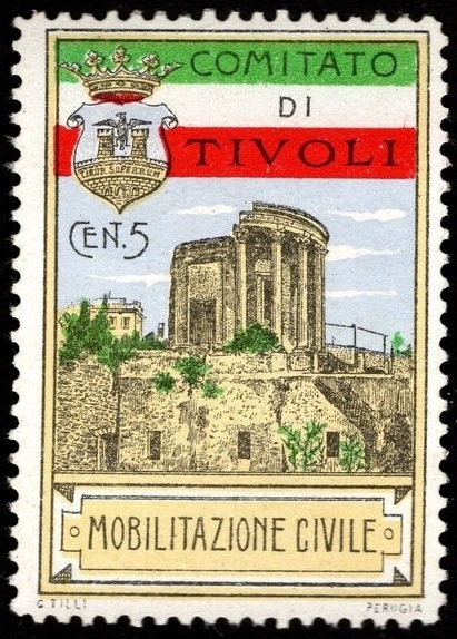 Marca da Bollo del Comune di TIVOLI su Carta Bianca di dimensioni mm
