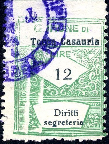 Marca da Bollo del Comune di TOCCO DA CASAURIA su Carta Bianca di dimensioni 22 x 28,5 mm