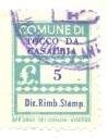 Marca da Bollo del Comune di TOCCO DA CASAURIA su Carta Bianca Sottile di dimensioni 17,5 x 22,5 mm