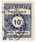 Marca da Bollo del Comune di TOIRANO su Carta Bianca Sottile di dimensioni 22,5 x 29 mm