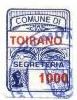 Marca da Bollo del Comune di TOIRANO su Carta Bianca di dimensioni 15,5 x 20,5 mm