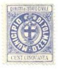 Marca da Bollo del Comune di TOLMEZZO su Carta Bianca di dimensioni 22,5 x 28 mm