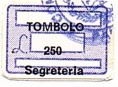 Marca da Bollo del Comune di TOMBOLO su Carta Bianca di dimensioni 21 x 14 mm