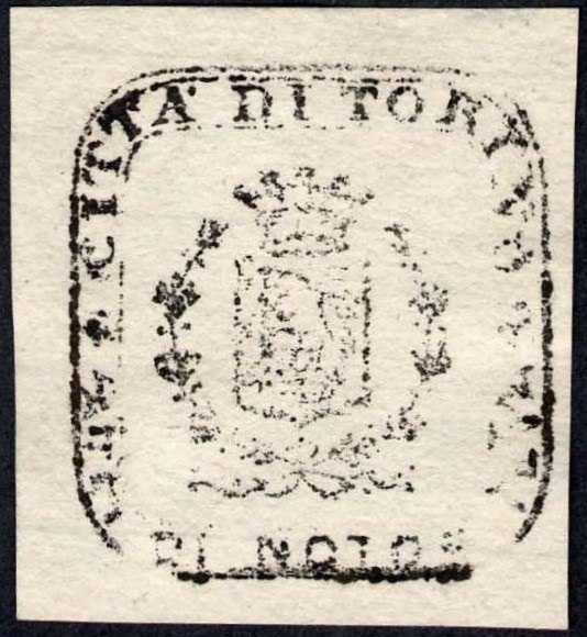 Marca da Bollo del Comune di TORINO su Carta Bianca Sottile di dimensioni 22 x 23 mm