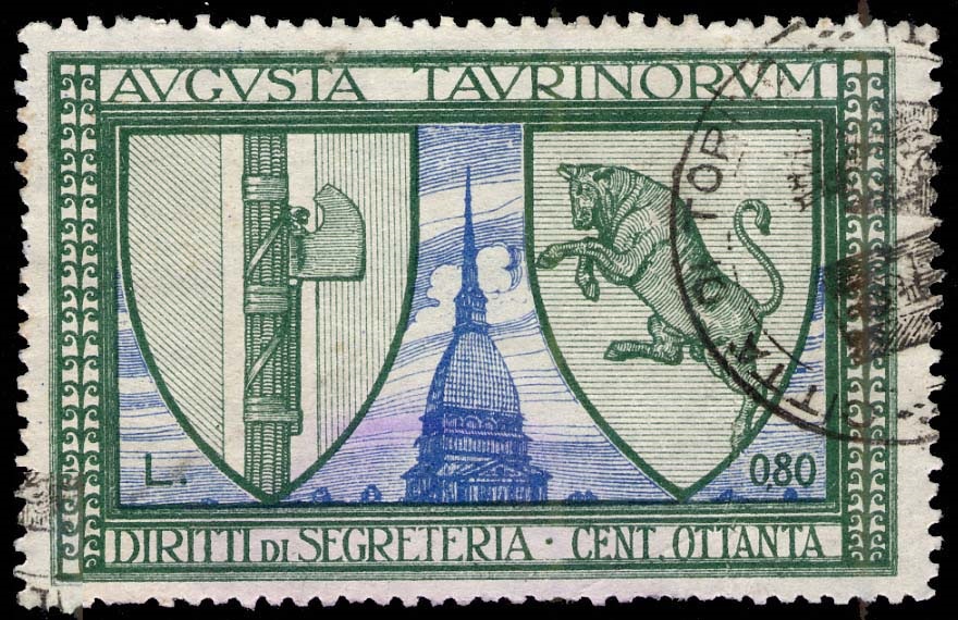 Marca da Bollo del Comune di TORINO su Carta Bianca di dimensioni 61 x 41 mm