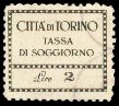 Marca da Bollo del Comune di TORINO su Carta Bianca Sottile di dimensioni 22 x 18,5 mm