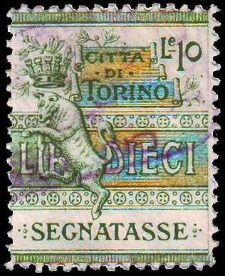 Marca da Bollo del Comune di TORINO su Carta Bianca di dimensioni 24 x 27 mm