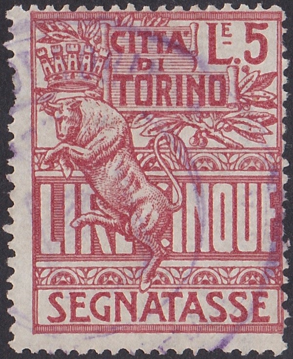 Marca da Bollo del Comune di TORINO su Carta Bianca di dimensioni 24 x 27 mm