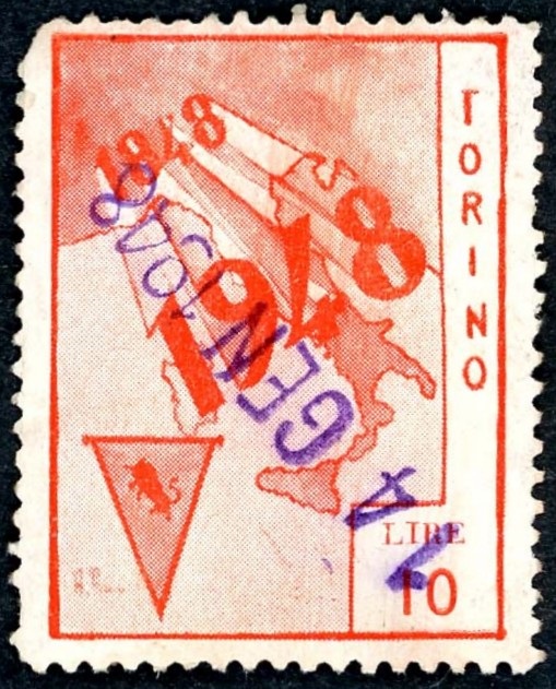 Marca da Bollo del Comune di TORINO su Carta Bianca di dimensioni 27,5 x 36 mm