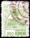 Marca da Bollo del Comune di TORINO su Carta Bianca Sottile di dimensioni 21 x 28 mm