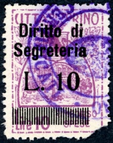Marca da Bollo del Comune di TORINO su Carta Bianca di dimensioni 19 x 26,5 mm
