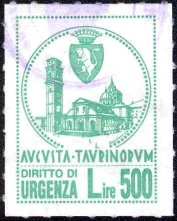 Marca da Bollo del Comune di TORINO su Carta Bianca di dimensioni 19 x 25,5 mm