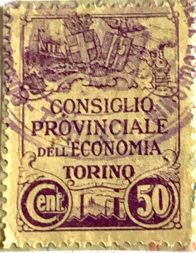 Marca da Bollo del Comune di TORINO su Carta Bianca Sottile di dimensioni 22,5 x 30,5 mm