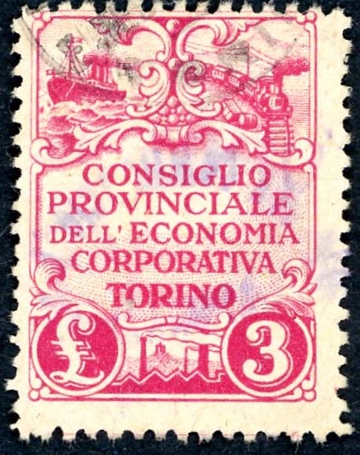 Marca da Bollo del Comune di TORINO su Carta Bianca Sottile di dimensioni 22,5 x 30,5 mm