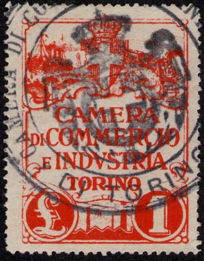 Marca da Bollo del Comune di TORINO su Carta Bianca Sottile di dimensioni 22,5 x 30,5 mm