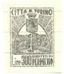 Marca da Bollo del Comune di TORINO su Carta Bianca di dimensioni 21 x 28 mm