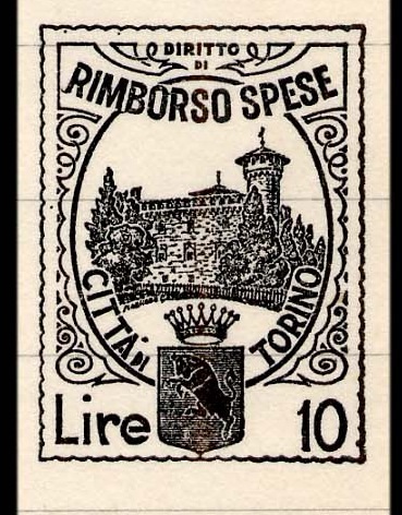 Marca da Bollo del Comune di TORINO su Carta Bianca di dimensioni 21 x 28 mm