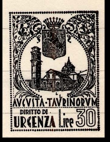 Marca da Bollo del Comune di TORINO su Carta Bianca di dimensioni 21 x 28 mm