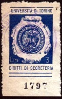 Marca da Bollo del Comune di TORINO su Carta Bianca di dimensioni 21 x 35 mm