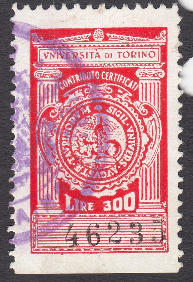 Marca da Bollo del Comune di TORINO su Carta Bianca di dimensioni 19 x 32 mm