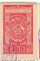 Marca da Bollo del Comune di TORINO su Carta Bianca di dimensioni 26 x 42 mm