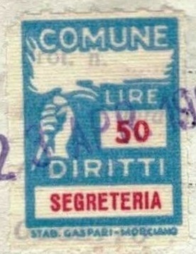 Marca da Bollo del Comune di TORREBRUNA su Carta Bianca di dimensioni mm