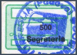 Marca da Bollo del Comune di TORREGLIA su Carta Bianca di dimensioni 19 x 13 mm