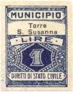 Marca da Bollo del Comune di TORRE SANTA SUSANNA su Carta Bianca Sottile di dimensioni 22 x 29 mm