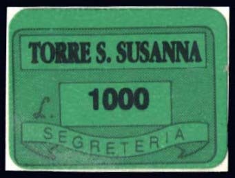 Marca da Bollo del Comune di TORRE SANTA SUSANNA su Carta Colorata di dimensioni 19 x 14 mm