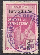 Marca da Bollo del Comune di TORREVECCHIA PIA su Carta Bianca Sottile di dimensioni 21 x 32,5 mm