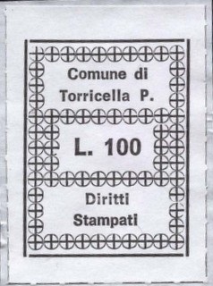 Marca da Bollo del Comune di TORRICELLA PELIGNA su Carta Bianca di dimensioni mm