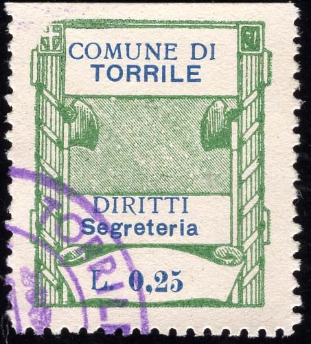 Marca da Bollo del Comune di TORRILE su Carta Bianca di dimensioni 24,5 x 29 mm