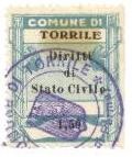 Marca da Bollo del Comune di TORRILE su Carta Bianca Sottile di dimensioni 25 x 29,5 mm