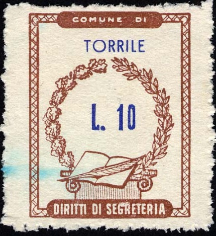 Marca da Bollo del Comune di TORRILE su Carta Bianca di dimensioni 20,5 x 26,5 mm