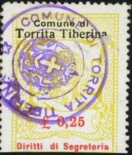 Marca da Bollo del Comune di TORRITA TIBERINA su Carta Bianca di dimensioni mm