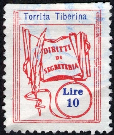 Marca da Bollo del Comune di TORRITA TIBERINA su Carta Bianca di dimensioni 20 x 26 mm