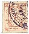 Marca da Bollo del Comune di TORTONA su Carta Bianca di dimensioni 17,5 x 23,5 mm