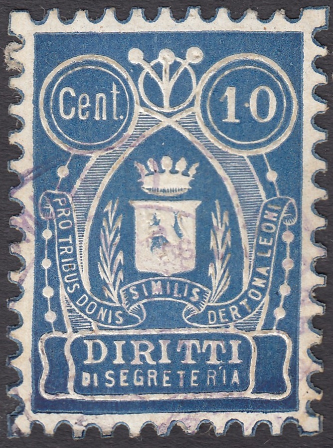 Marca da Bollo del Comune di TORTONA su Carta Bianca di dimensioni 23 x 32,5 mm