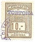 Marca da Bollo del Comune di TORTONA su Carta Bianca Sottile di dimensioni 22 x 30 mm