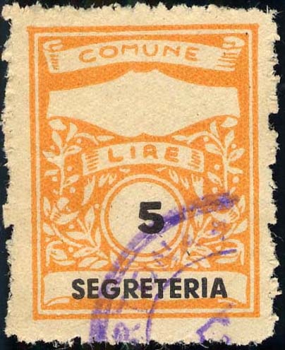 Marca da Bollo del Comune di TORTONA su Carta Bianca di dimensioni 22,5 x 29 mm