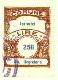 Marca da Bollo del Comune di TORTORICI su Carta Bianca di dimensioni 22 x 30 mm