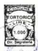 Marca da Bollo del Comune di TORTORICI su Carta Bianca di dimensioni 15 x 20,5 mm
