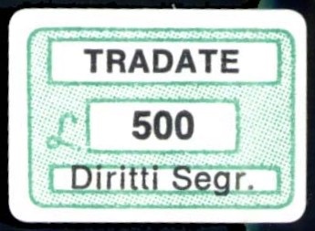 Marca da Bollo del Comune di TRADATE su Carta Bianca di dimensioni 18,5 x 12,5 mm