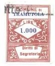 Marca da Bollo del Comune di TRAMUTOLA su Carta Bianca di dimensioni 21,5 x 28 mm