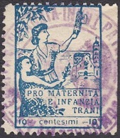 Marca da Bollo del Comune di TRANI su Carta Bianca Sottile di dimensioni 20 x 28,5 mm