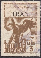 Marca da Bollo del Comune di TRANI su Carta Bianca Sottile di dimensioni 21 X 32 mm