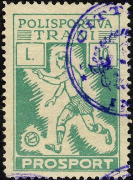 Marca da Bollo del Comune di TRANI su Carta Bianca di dimensioni 19 x 29,5 mm